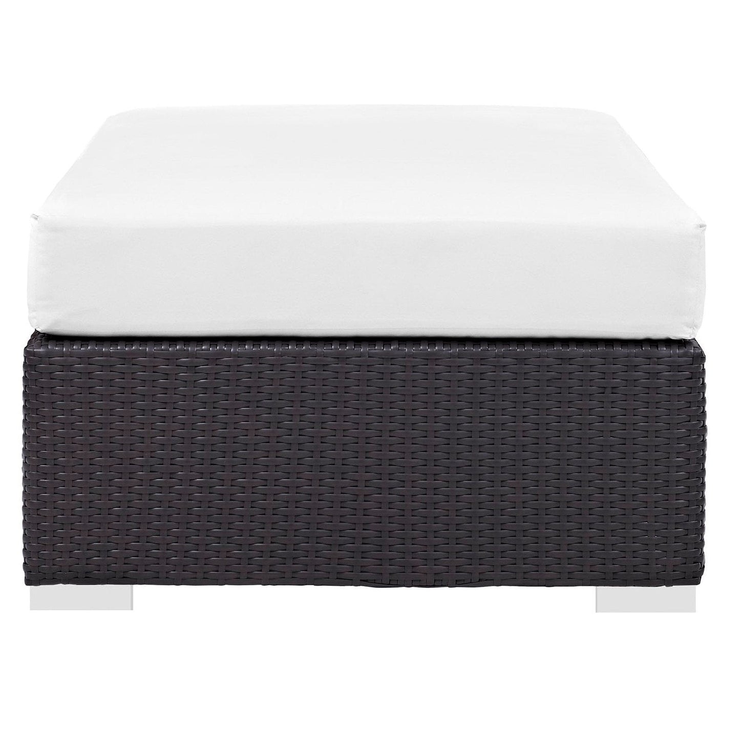 Convene Outdoor Patio Fabric Rectangle Ottoman in Espresso White by Modway (EEI-1847) Ottoman Modway 