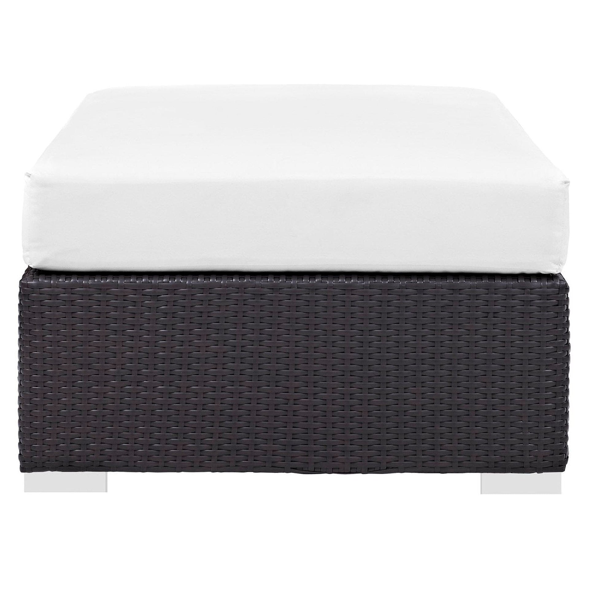 Convene Outdoor Patio Fabric Rectangle Ottoman in Espresso White by Modway (EEI-1847) Ottoman Modway 