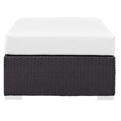 Convene Outdoor Patio Fabric Rectangle Ottoman in Espresso White by Modway (EEI-1847) Ottoman Modway 