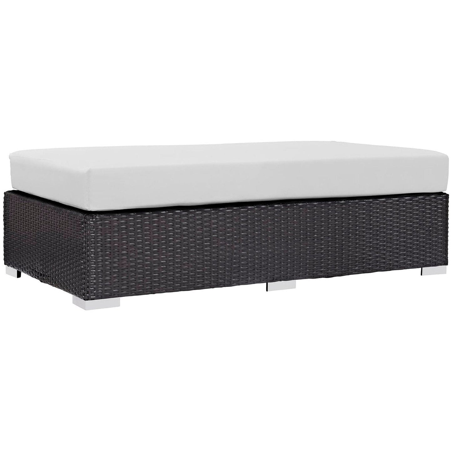 Convene Outdoor Patio Fabric Rectangle Ottoman in Espresso White by Modway (EEI-1847) Ottoman Modway 