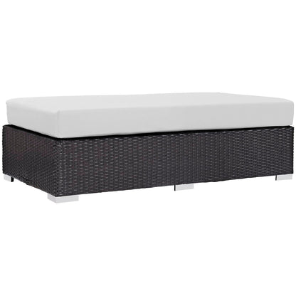 Convene Outdoor Patio Fabric Rectangle Ottoman in Espresso White by Modway (EEI-1847) Ottoman Modway 