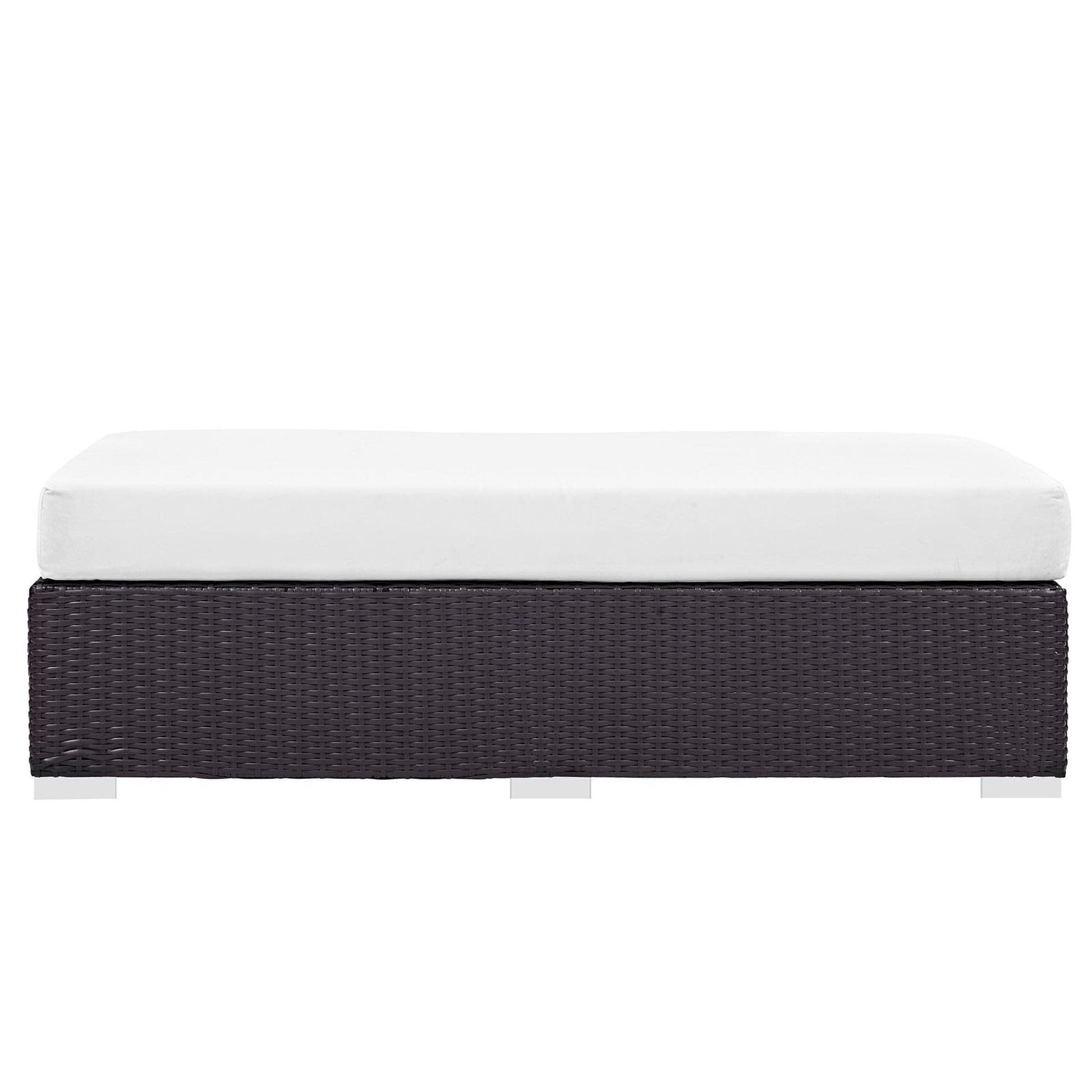 Convene Outdoor Patio Fabric Rectangle Ottoman in Espresso White by Modway (EEI-1847) Ottoman Modway 