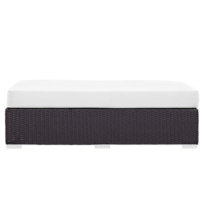 Convene Outdoor Patio Fabric Rectangle Ottoman in Espresso White by Modway (EEI-1847) Ottoman Modway 