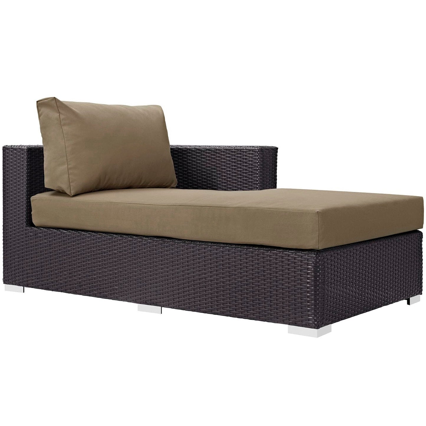 Convene Outdoor Patio Fabric Right Arm Chaise in Espresso Mocha by Modway (EEI-1843) Chaise Lounge Modway 