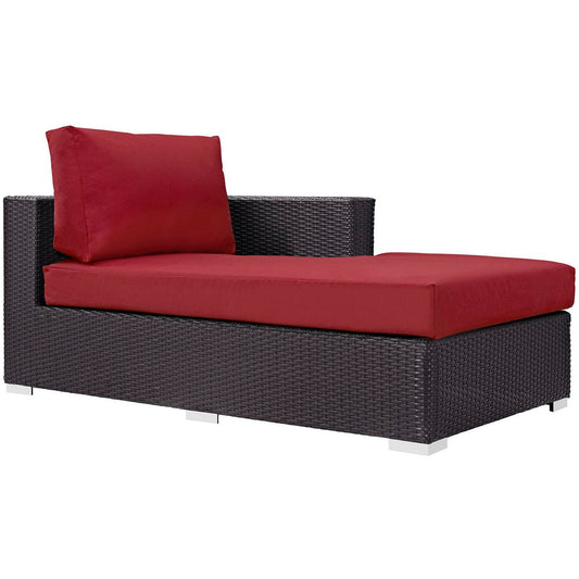 Convene Outdoor Patio Fabric Right Arm Chaise in Espresso Red by Modway (EEI-1843) Chaise Lounge Modway 