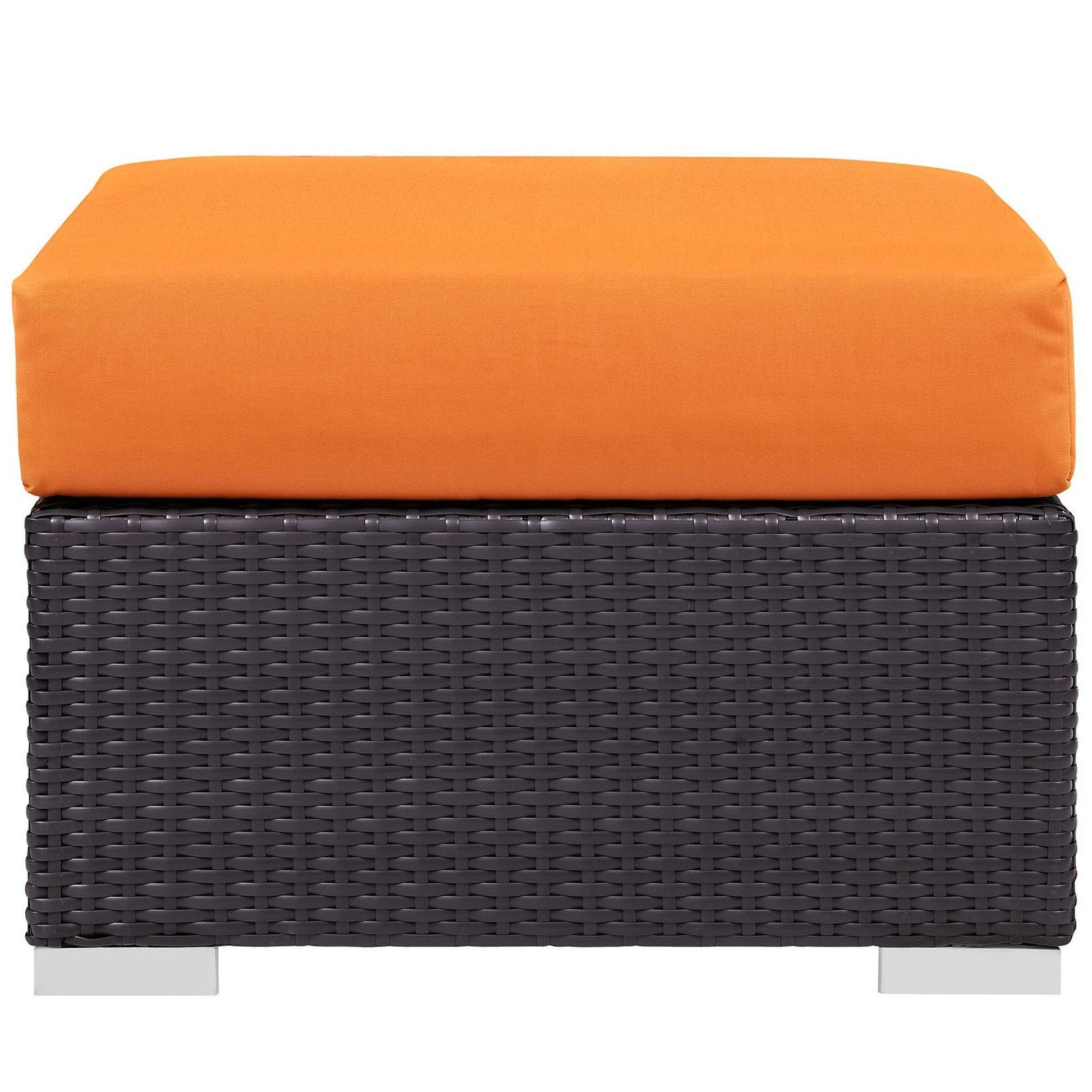 Convene Outdoor Patio Fabric Square Ottoman in Espresso Orange by Modway (EEI-1911) Ottoman Modway 