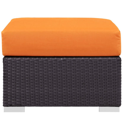 Convene Outdoor Patio Fabric Square Ottoman in Espresso Orange by Modway (EEI-1911) Ottoman Modway 