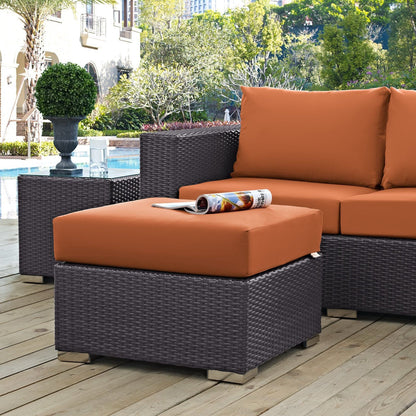 Convene Outdoor Patio Fabric Square Ottoman in Espresso Orange by Modway (EEI-1911) Ottoman Modway 
