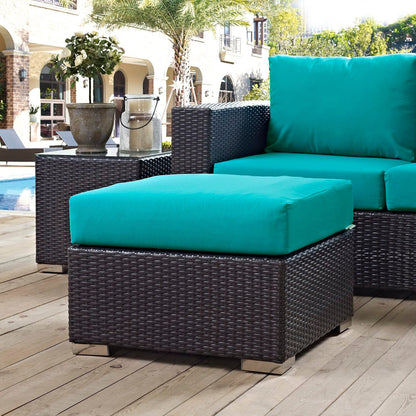 Convene Outdoor Patio Fabric Square Ottoman in Espresso Turquoise by Modway (EEI-1911) Ottoman Modway 