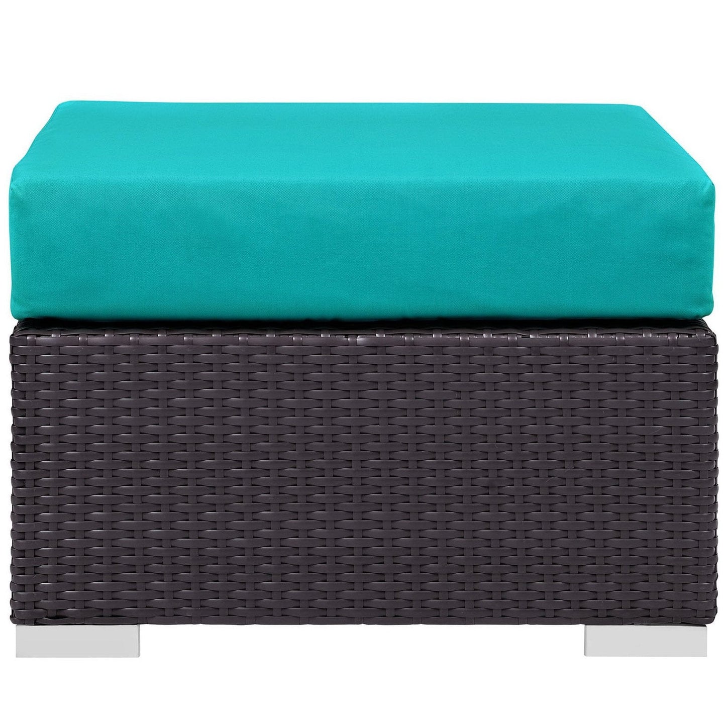 Convene Outdoor Patio Fabric Square Ottoman in Espresso Turquoise by Modway (EEI-1911) Ottoman Modway 