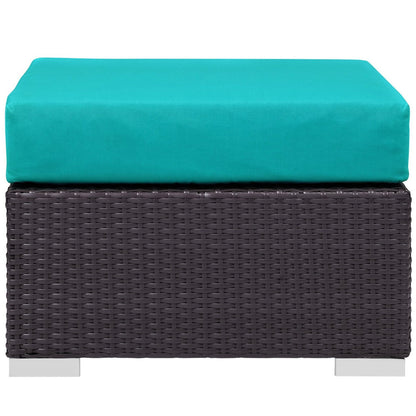Convene Outdoor Patio Fabric Square Ottoman in Espresso Turquoise by Modway (EEI-1911) Ottoman Modway 