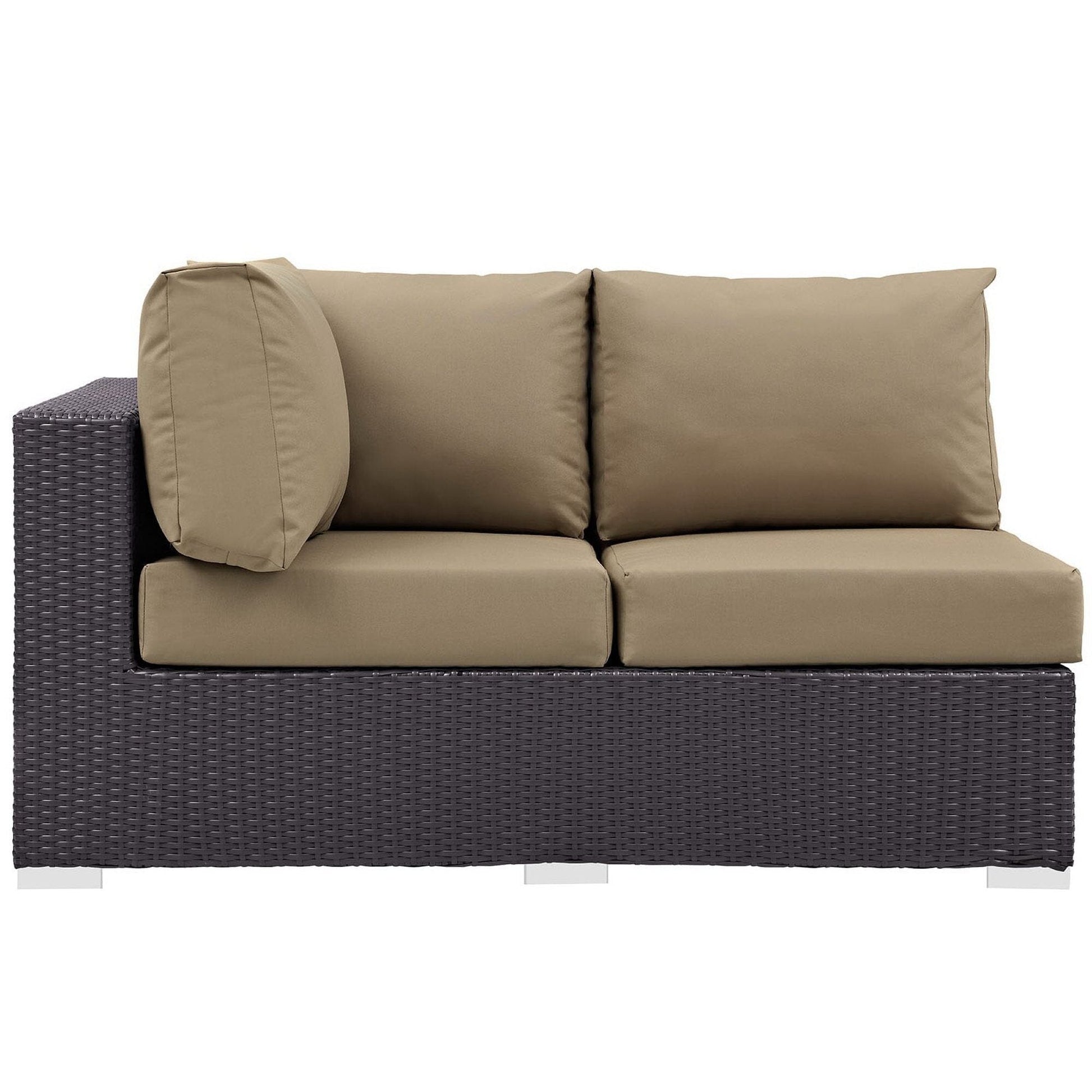 Convene Outdoor Patio Left Arm Loveseat in Espresso Mocha by Modway (EEI-1842) Sectional Piece Modway 