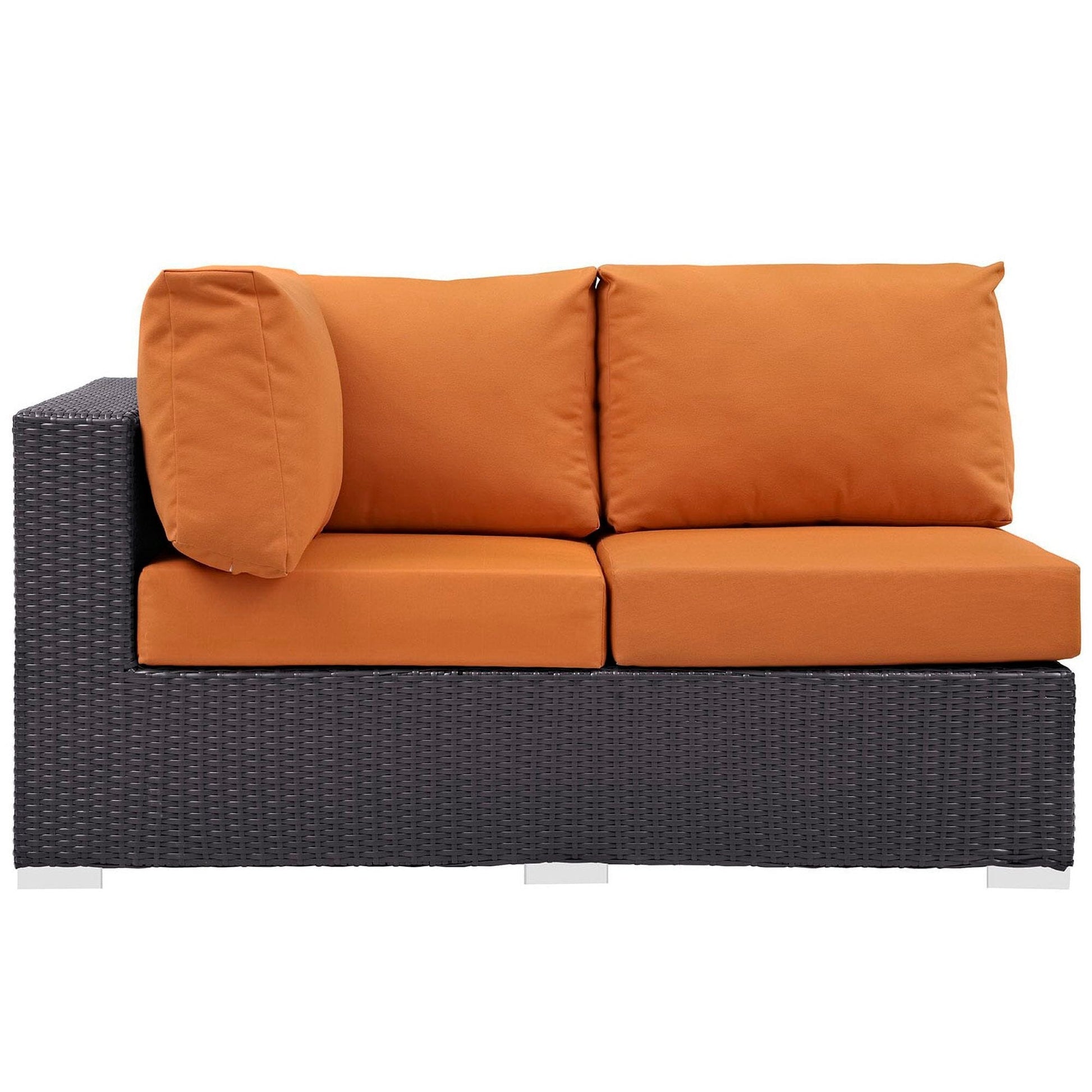Convene Outdoor Patio Left Arm Loveseat in Espresso Orange by Modway (EEI-1842) Sectional Piece Modway 