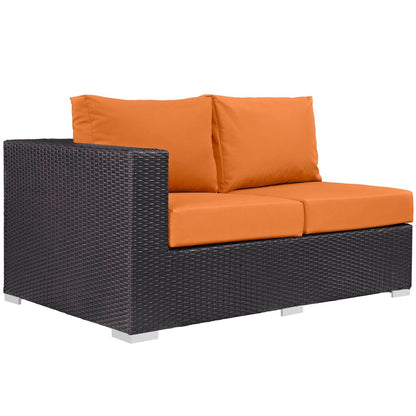 Convene Outdoor Patio Left Arm Loveseat in Espresso Orange by Modway (EEI-1842) Sectional Piece Modway 