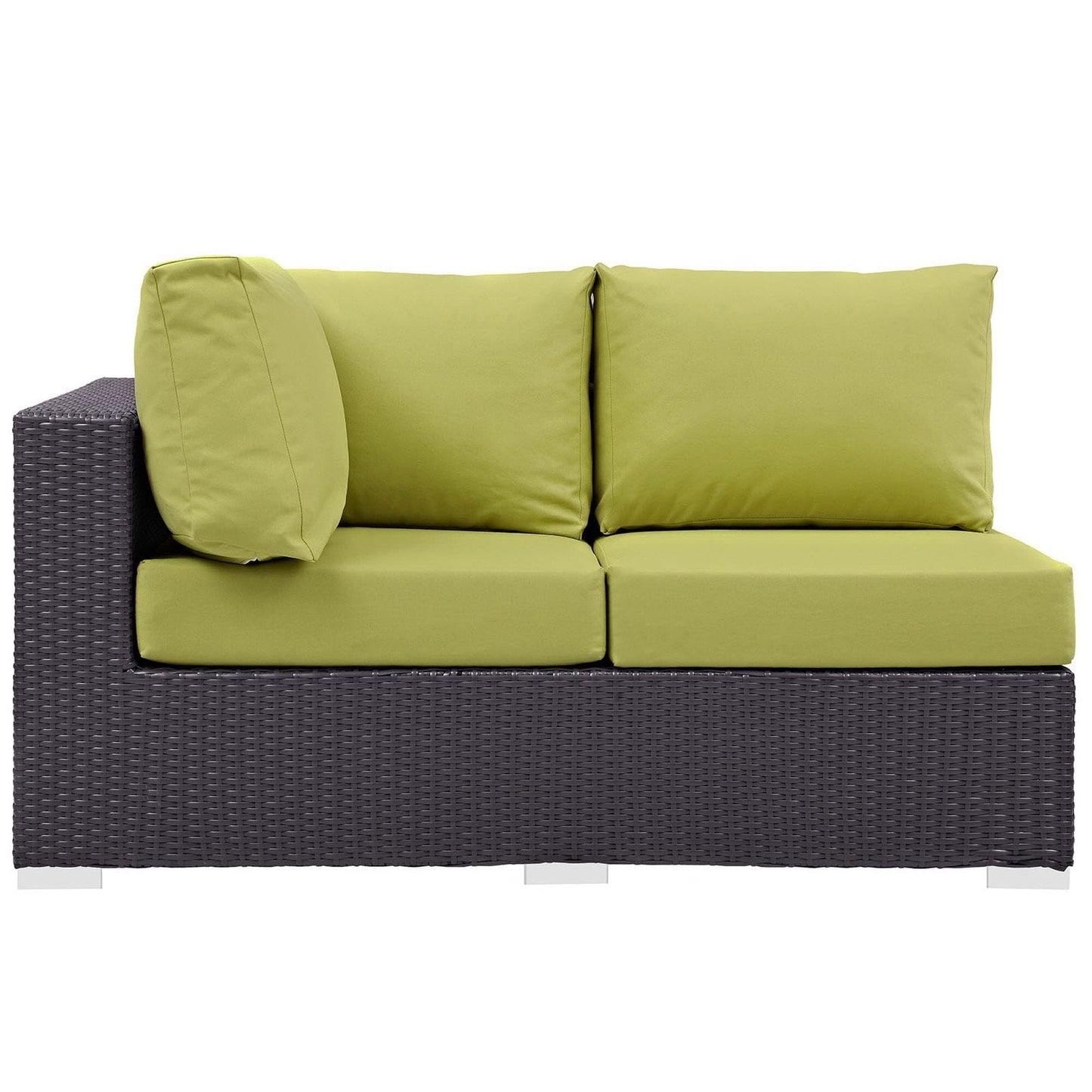 Convene Outdoor Patio Left Arm Loveseat in Espresso Peridot by Modway (EEI-1842) Sectional Piece Modway 