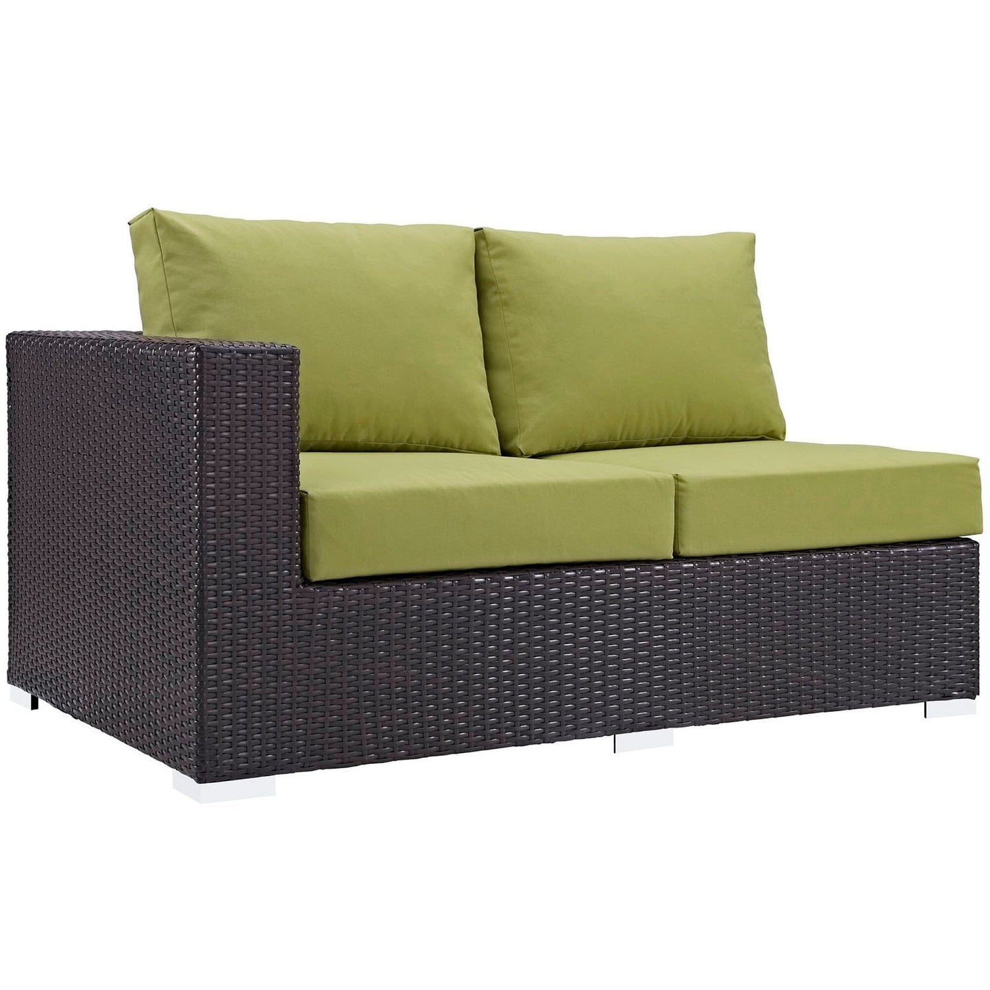 Convene Outdoor Patio Left Arm Loveseat in Espresso Peridot by Modway (EEI-1842) Sectional Piece Modway 