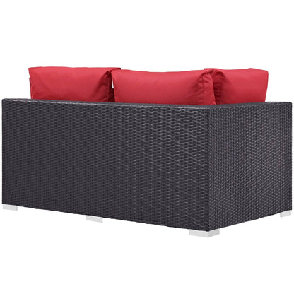 Convene Outdoor Patio Left Arm Loveseat in Espresso Red by Modway (EEI-1842) Sectional Piece Modway 