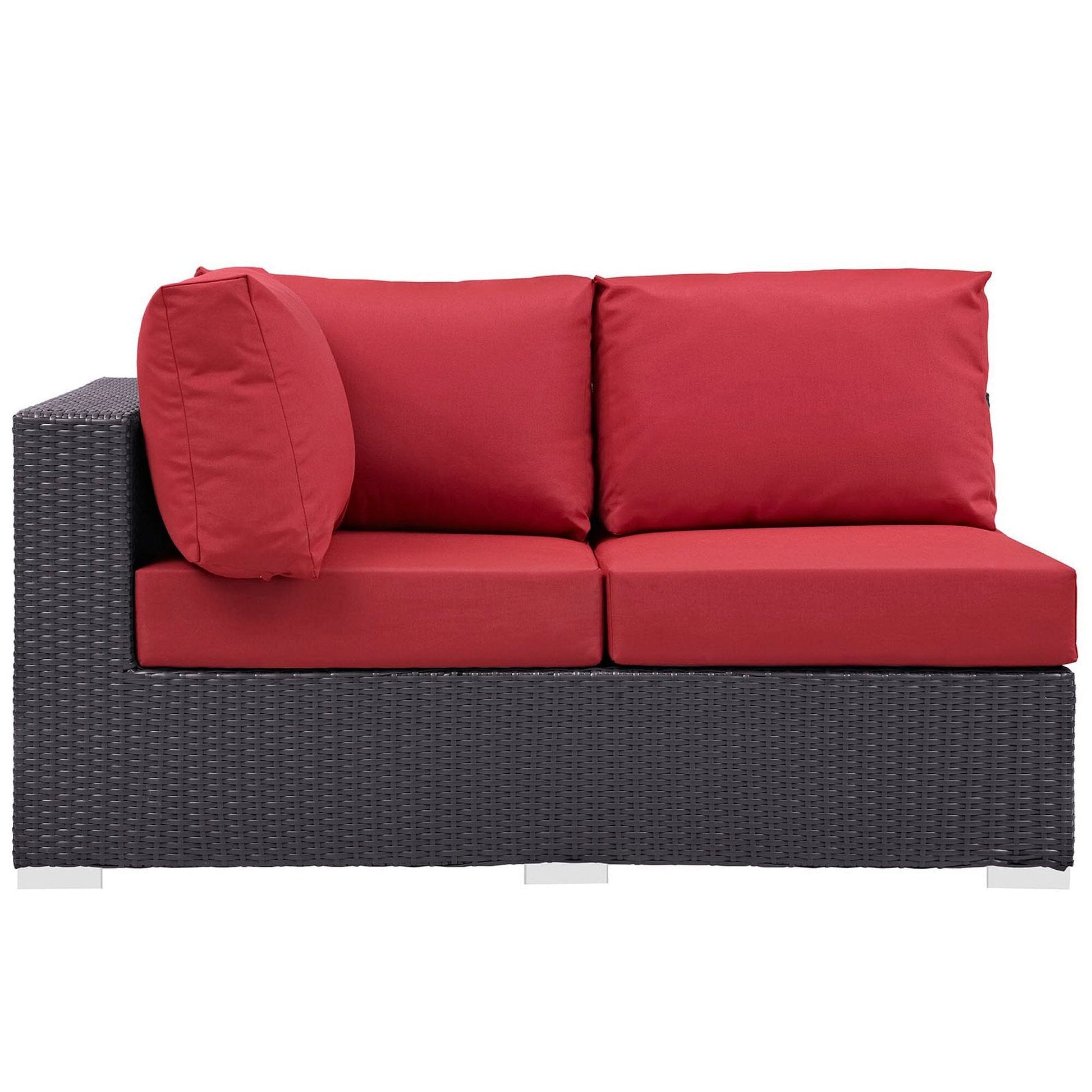 Convene Outdoor Patio Left Arm Loveseat in Espresso Red by Modway (EEI-1842) Sectional Piece Modway 