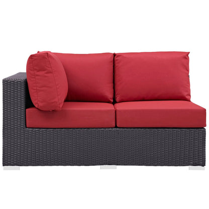 Convene Outdoor Patio Left Arm Loveseat in Espresso Red by Modway (EEI-1842) Sectional Piece Modway 