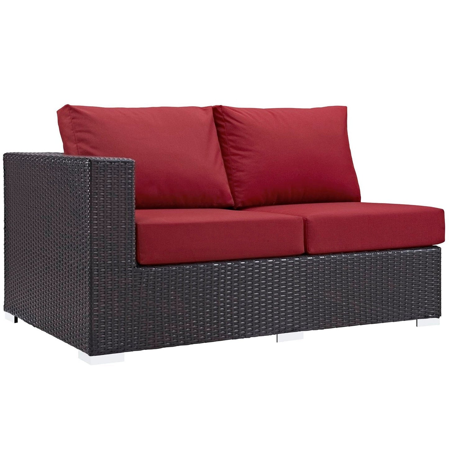 Convene Outdoor Patio Left Arm Loveseat in Espresso Red by Modway (EEI-1842) Sectional Piece Modway 