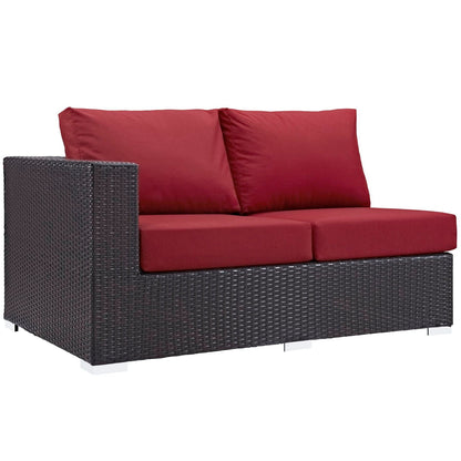 Convene Outdoor Patio Left Arm Loveseat in Espresso Red by Modway (EEI-1842) Sectional Piece Modway 