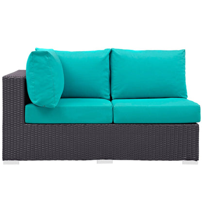 Convene Outdoor Patio Left Arm Loveseat in Espresso Turquoise by Modway (EEI-1842) Sectional Piece Modway 