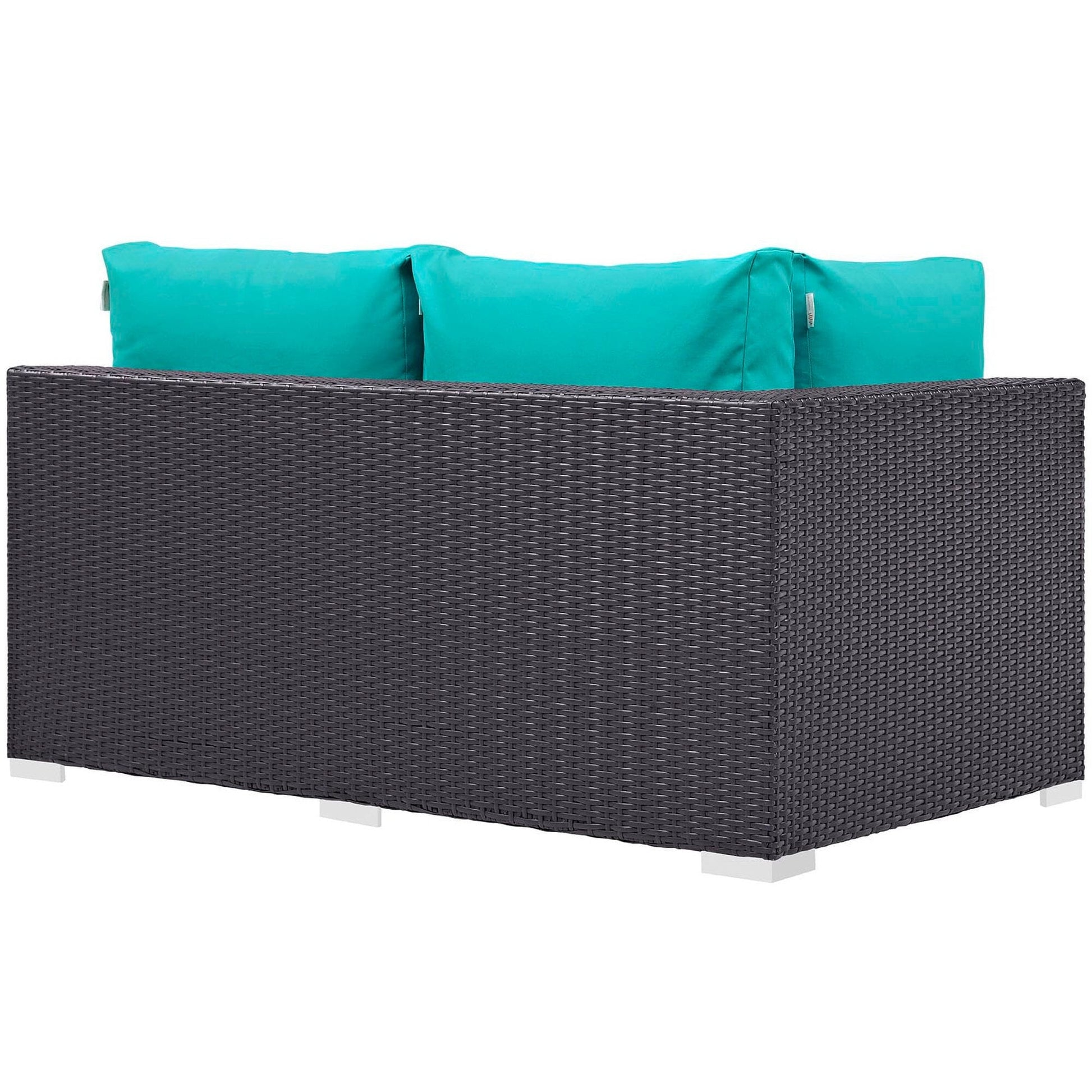 Convene Outdoor Patio Left Arm Loveseat in Espresso Turquoise by Modway (EEI-1842) Sectional Piece Modway 