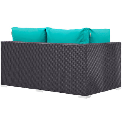 Convene Outdoor Patio Left Arm Loveseat in Espresso Turquoise by Modway (EEI-1842) Sectional Piece Modway 