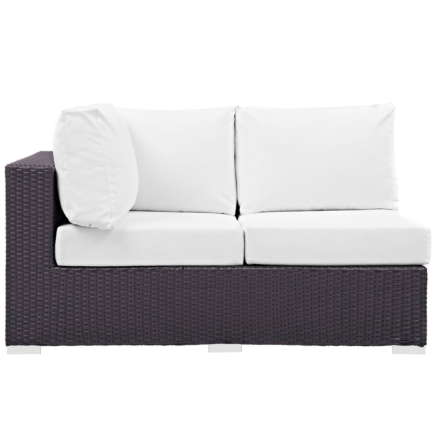 Convene Outdoor Patio Left Arm Loveseat in Espresso White by Modway (EEI-1842) Sectional Piece Modway 