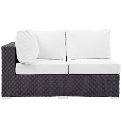 Convene Outdoor Patio Left Arm Loveseat in Espresso White by Modway (EEI-1842) Sectional Piece Modway 
