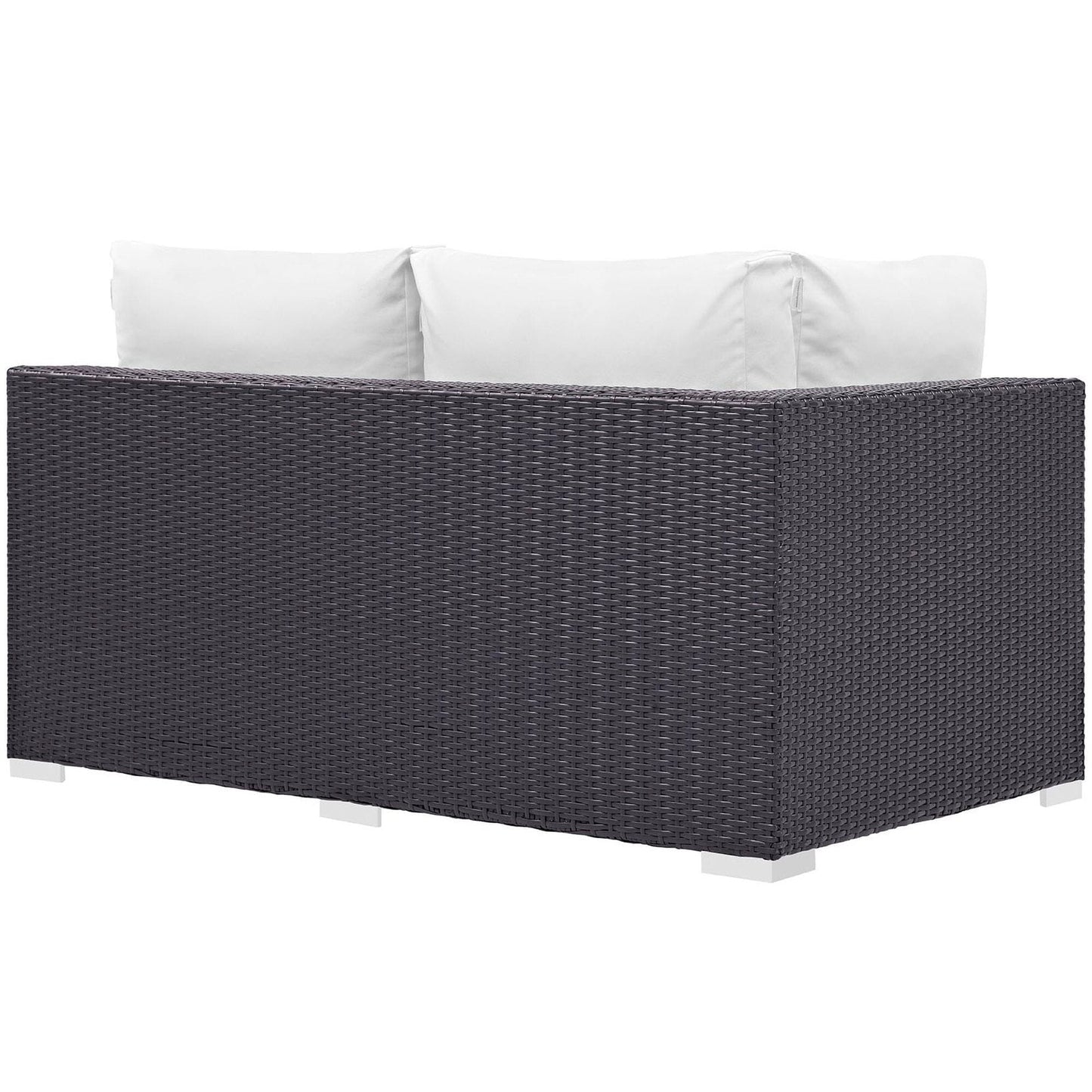 Convene Outdoor Patio Left Arm Loveseat in Espresso White by Modway (EEI-1842) Sectional Piece Modway 