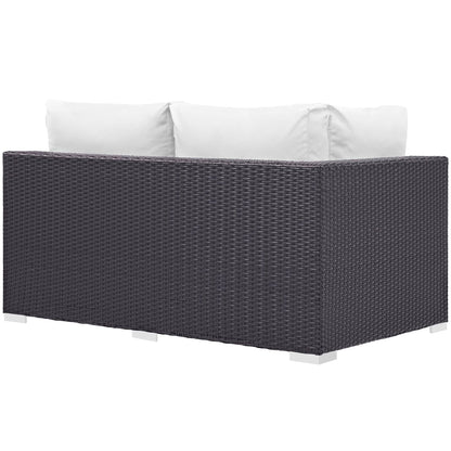 Convene Outdoor Patio Left Arm Loveseat in Espresso White by Modway (EEI-1842) Sectional Piece Modway 