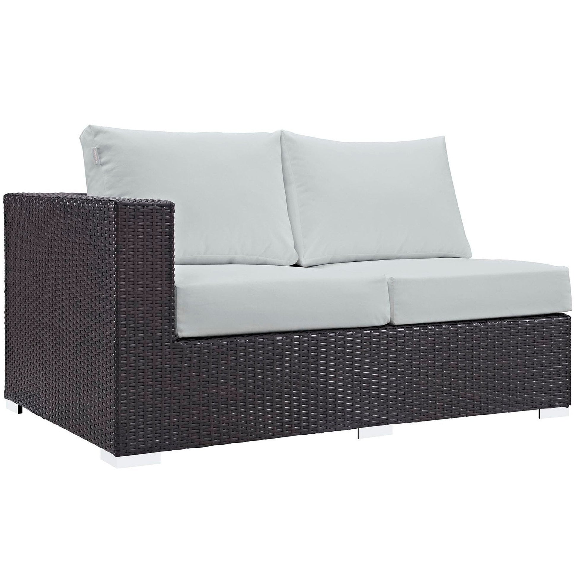 Convene Outdoor Patio Left Arm Loveseat in Espresso White by Modway (EEI-1842) Sectional Piece Modway 
