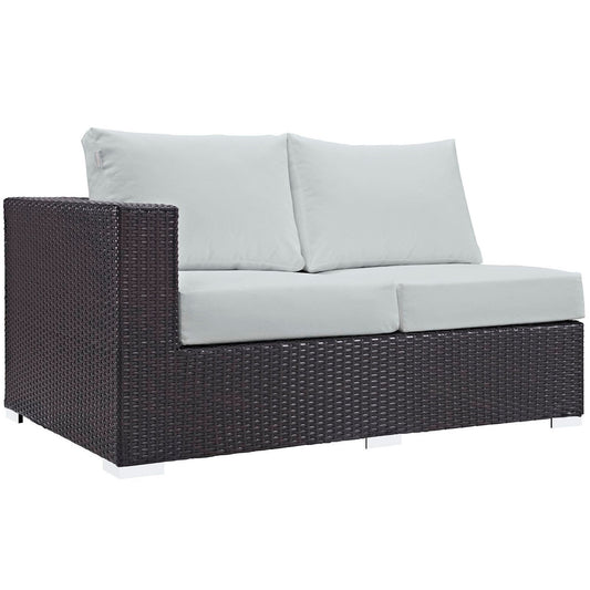 Convene Outdoor Patio Left Arm Loveseat in Espresso White by Modway (EEI-1842) Sectional Piece Modway 