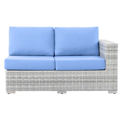 Convene Outdoor Patio Left-Arm Loveseat in Light Gray Light Blue by Modway (EEI-4303) Sectional Piece Modway 