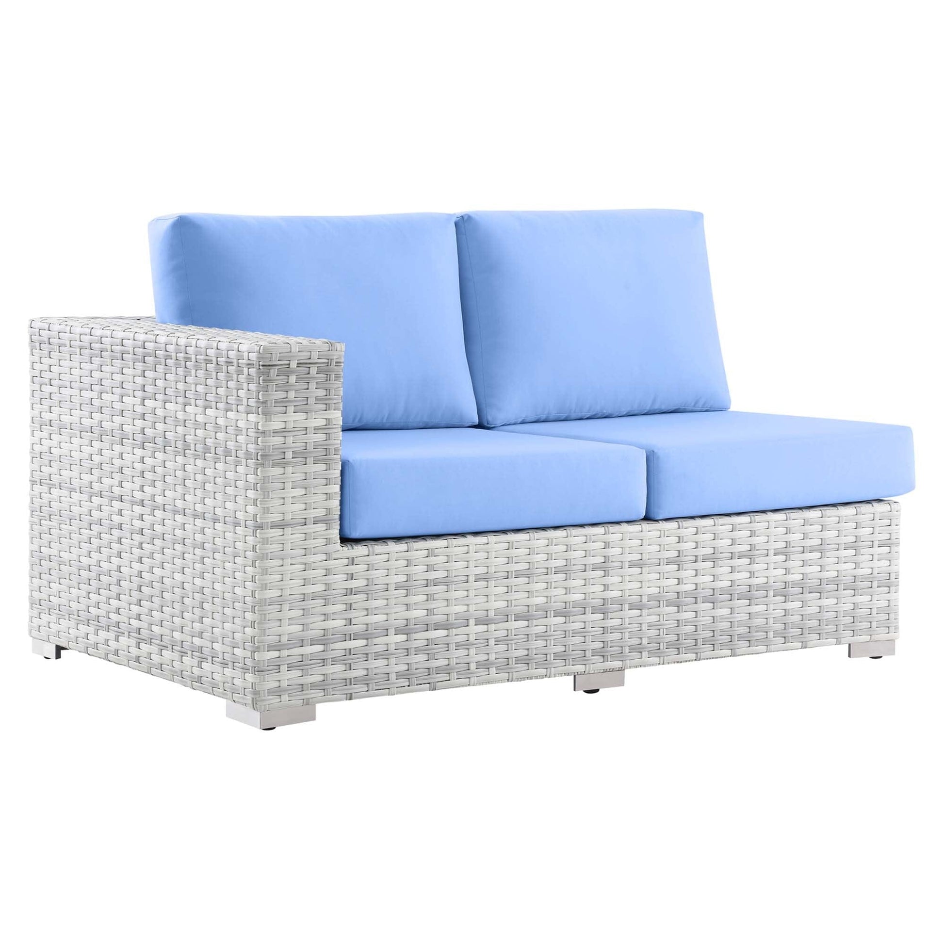 Convene Outdoor Patio Left-Arm Loveseat in Light Gray Light Blue by Modway (EEI-4303) Sectional Piece Modway 