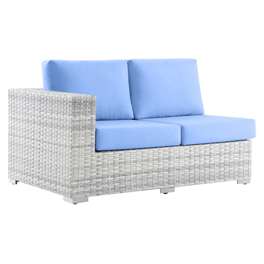 Convene Outdoor Patio Left-Arm Loveseat in Light Gray Light Blue by Modway (EEI-4303) Sectional Piece Modway 
