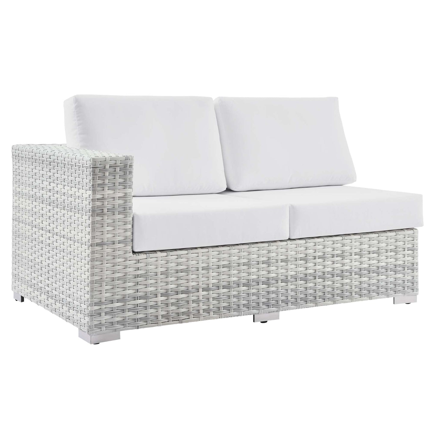 Convene Outdoor Patio Left-Arm Loveseat in Light Gray White by Modway (EEI-4303) Sectional Piece Modway 
