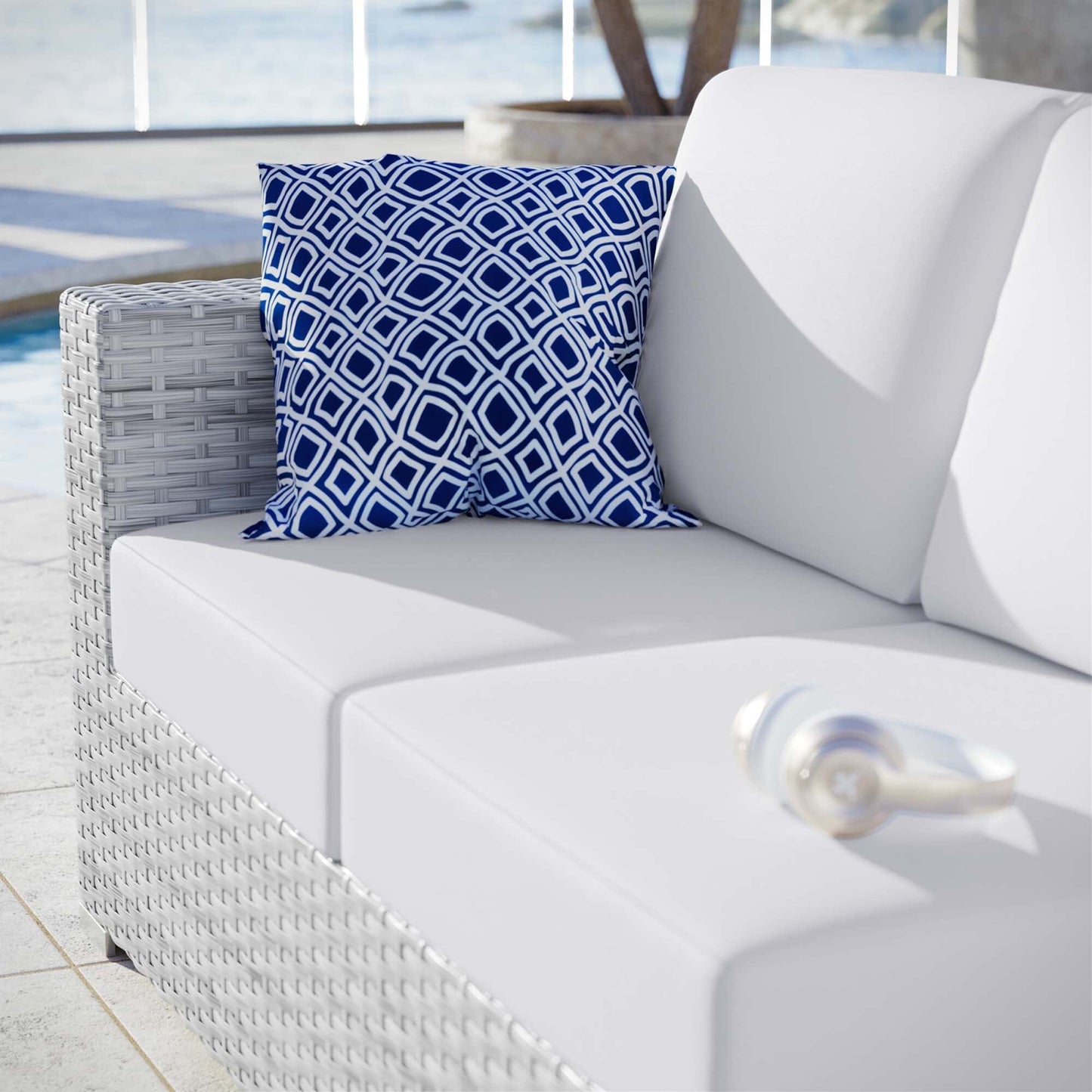 Convene Outdoor Patio Left-Arm Loveseat in Light Gray White by Modway (EEI-4303) Sectional Piece Modway 
