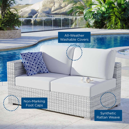 Convene Outdoor Patio Left-Arm Loveseat in Light Gray White by Modway (EEI-4303) Sectional Piece Modway 