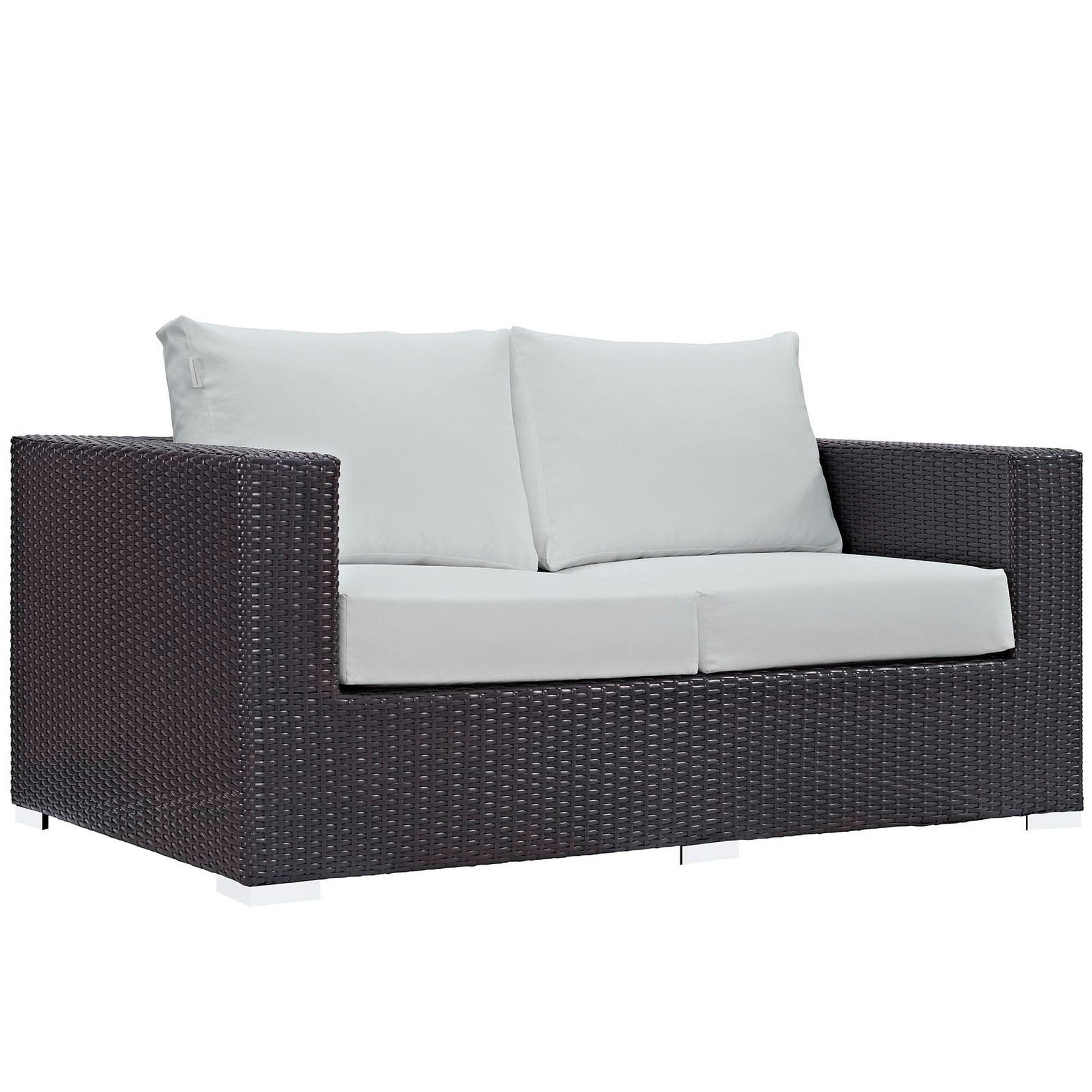 Convene Outdoor Patio Loveseat - Espresso White by Modway Loveseat Modway 