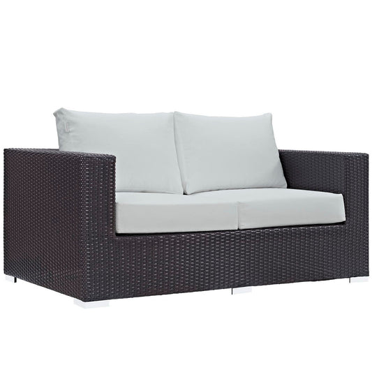 Convene Outdoor Patio Loveseat - Espresso White by Modway Loveseat Modway 