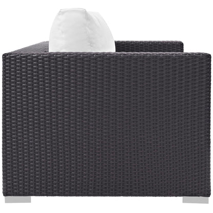 Convene Outdoor Patio Loveseat - Espresso White by Modway Loveseat Modway 