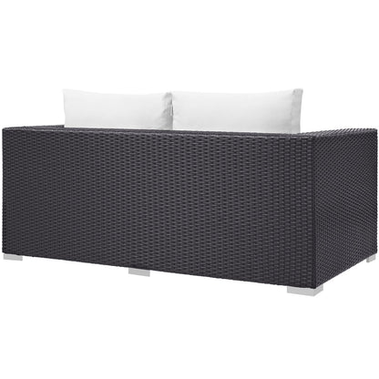 Convene Outdoor Patio Loveseat - Espresso White by Modway Loveseat Modway 