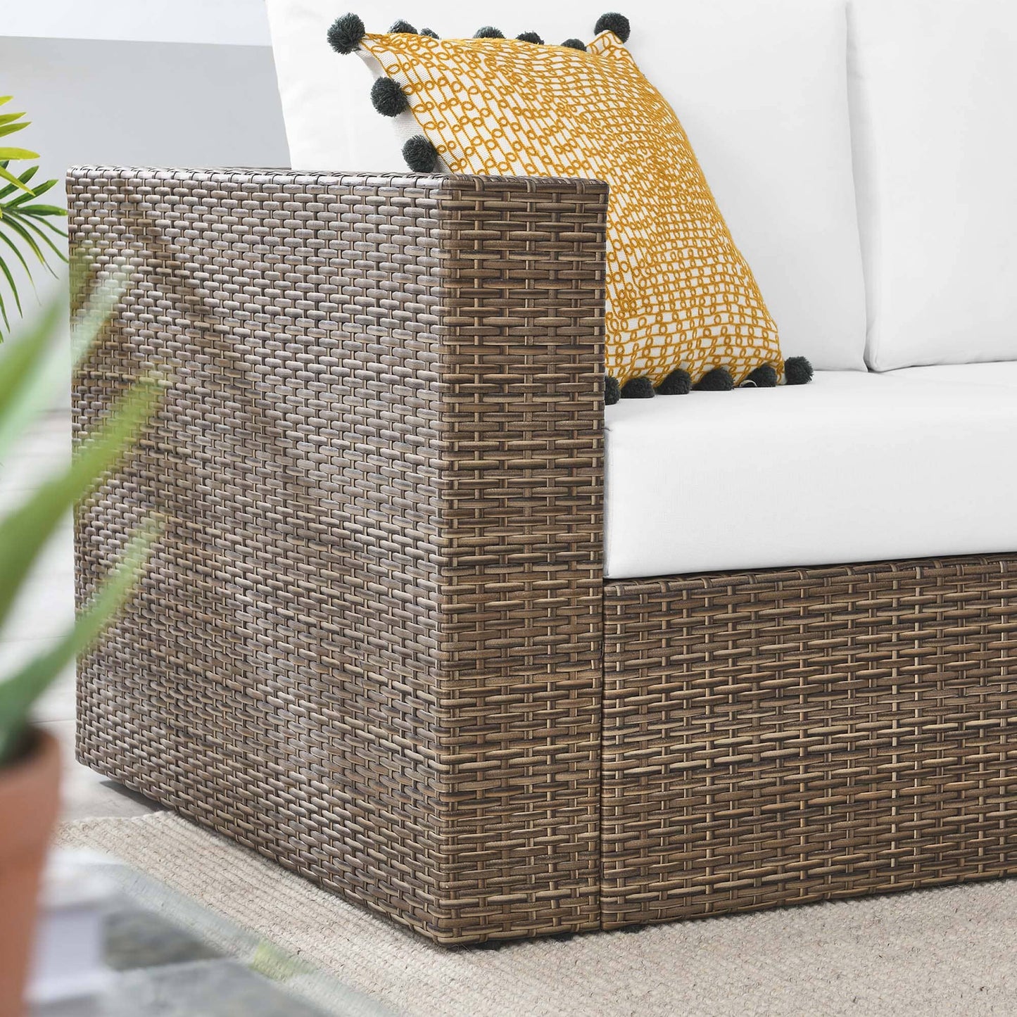 Convene Outdoor Patio Loveseat in Cappuccino White by Modway (EEI-6246) Loveseat Modway 