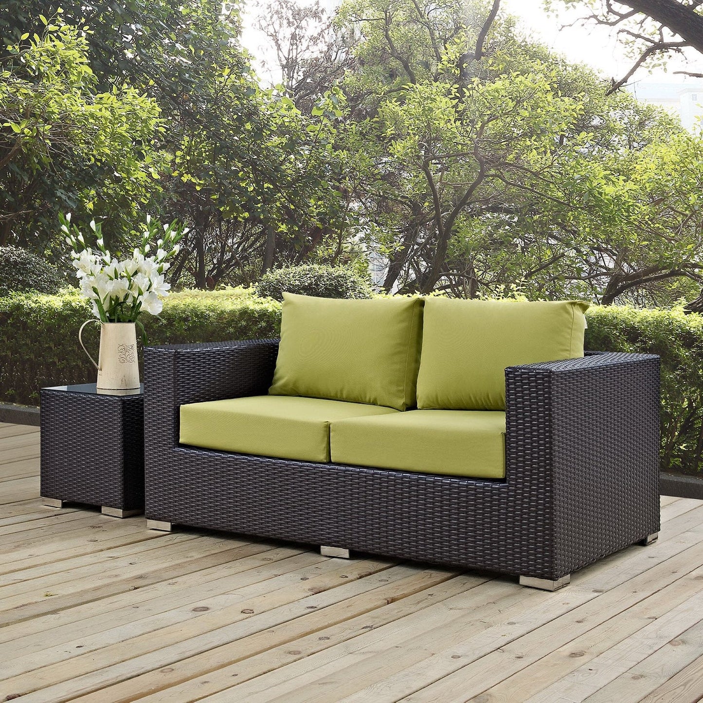Convene Outdoor Patio Loveseat in Espresso Peridot by Modway (EEI-1907) Loveseat Modway 