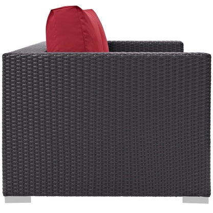 Convene Outdoor Patio Loveseat in Espresso Red by Modway (EEI-1907) Loveseat Modway 