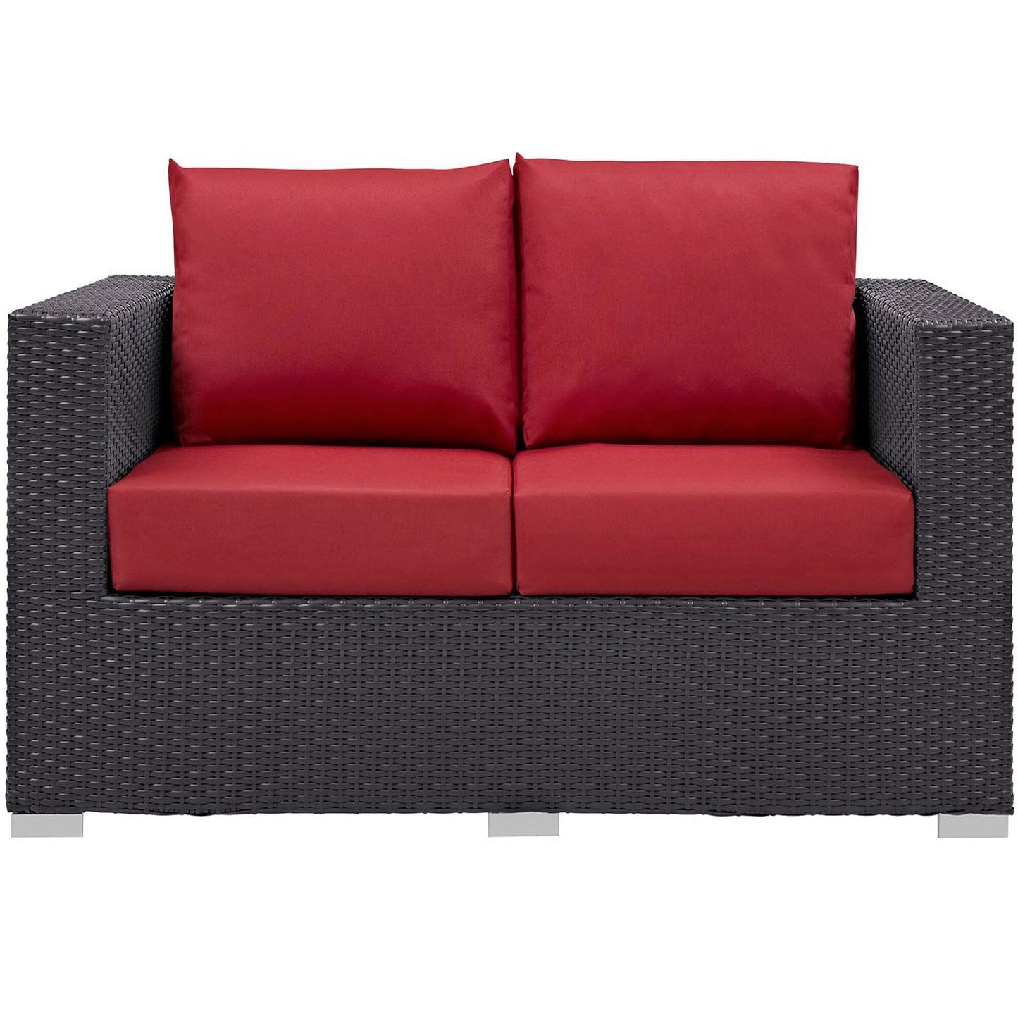 Convene Outdoor Patio Loveseat in Espresso Red by Modway (EEI-1907) Loveseat Modway 