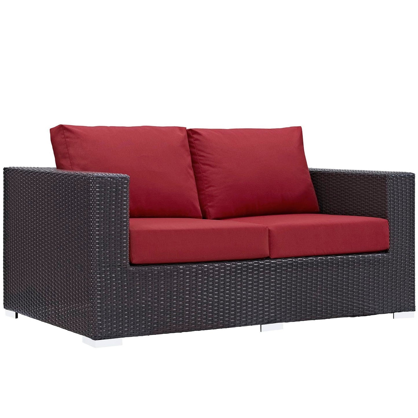 Convene Outdoor Patio Loveseat in Espresso Red by Modway (EEI-1907) Loveseat Modway 