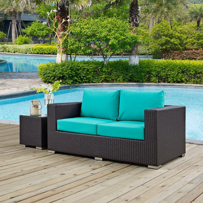 Convene Outdoor Patio Loveseat in Espresso Turquoise by Modway (EEI-1907) Loveseat Modway 